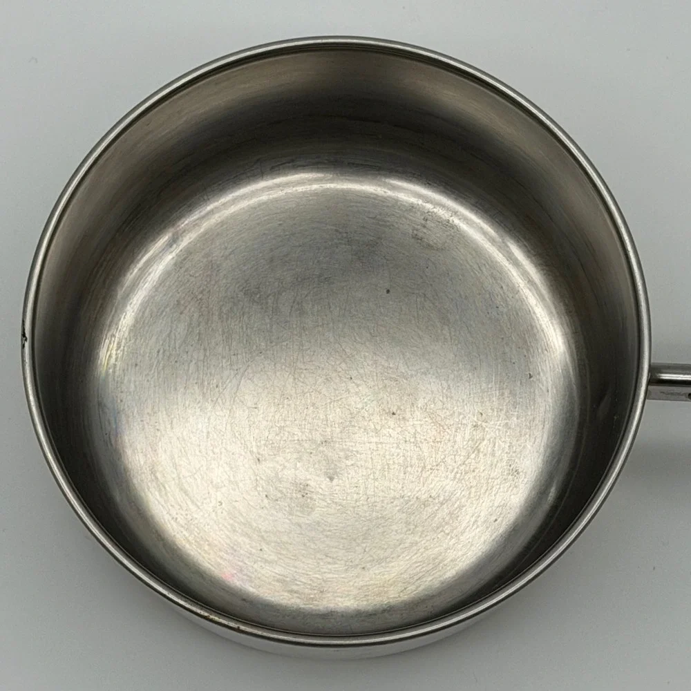 Vintage 1801 Revere Ware 1-Quart Copper Bottom Stainless Steel Sauce Pan w/ Lid